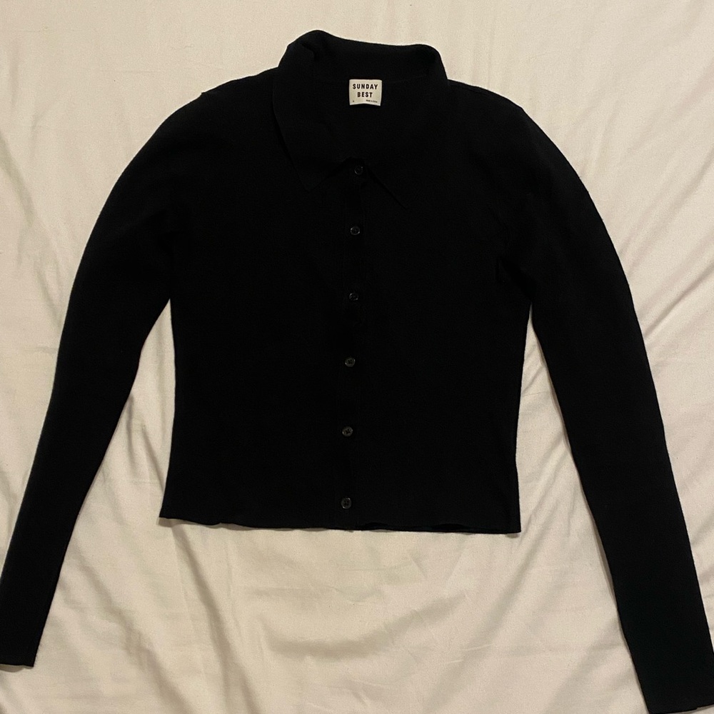 Sunday Best Classic Black Collared Cardigan